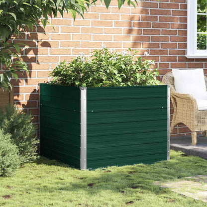 vidaXL Raised Garden Bed 100x100x77 cm Galvanised Steel Green
