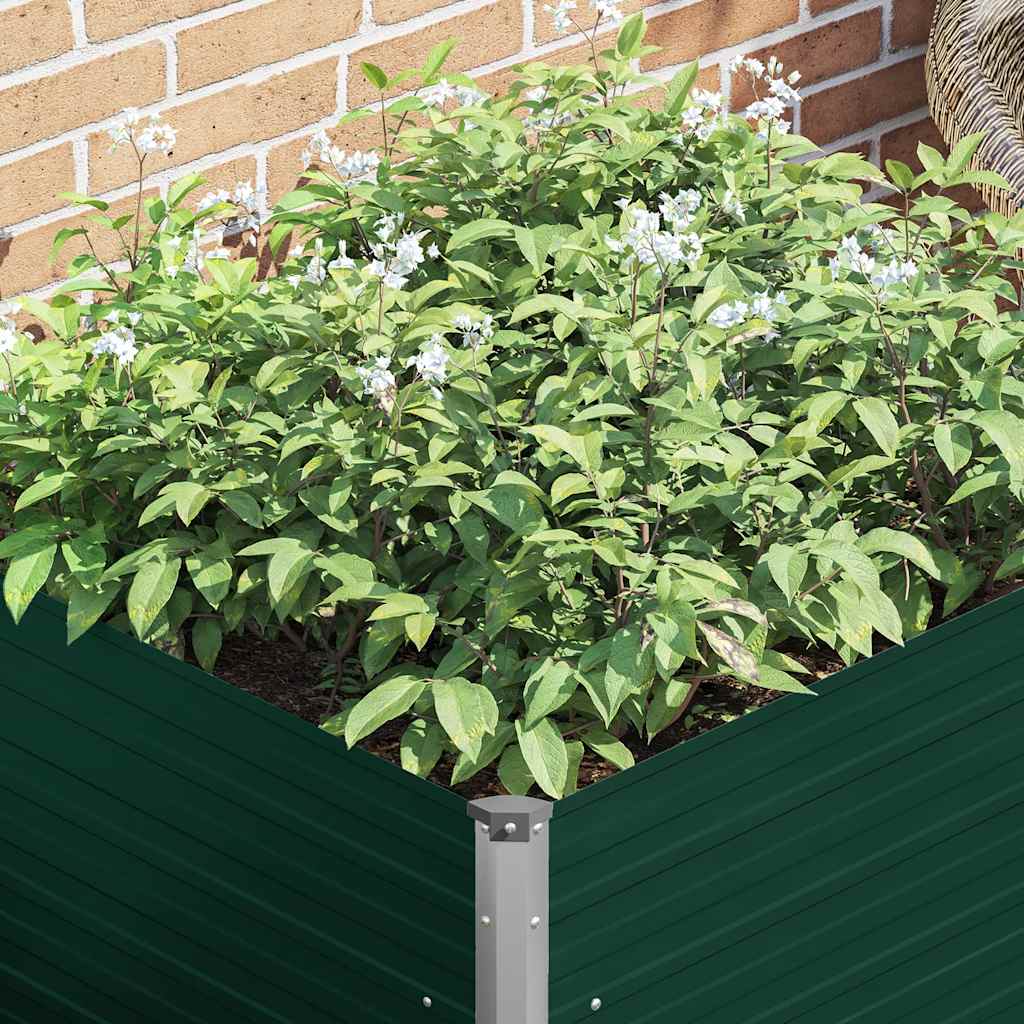 vidaXL Raised Garden Bed 100x100x77 cm Galvanised Steel Green