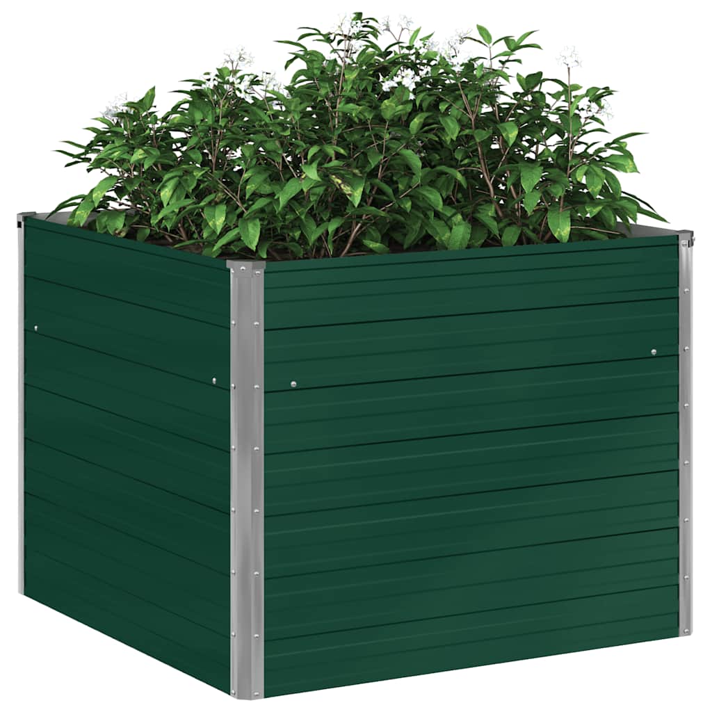 vidaXL Raised Garden Bed 100x100x77 cm Galvanised Steel Green
