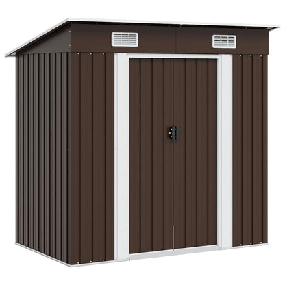 vidaXL Garden Shed | Brown | Galvanised Steel | 194x121x181 cm