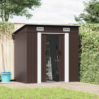 vidaXL Garden Shed | Brown | Galvanised Steel | 194x121x181 cm