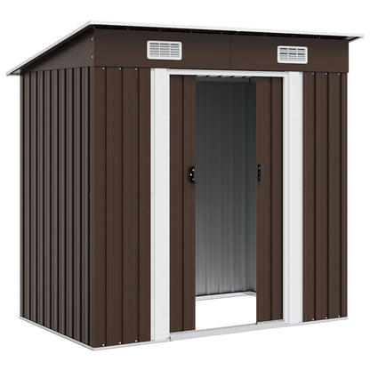 47027 vidaXL Garden Storage Shed Brown 194x121x181 cm Steel