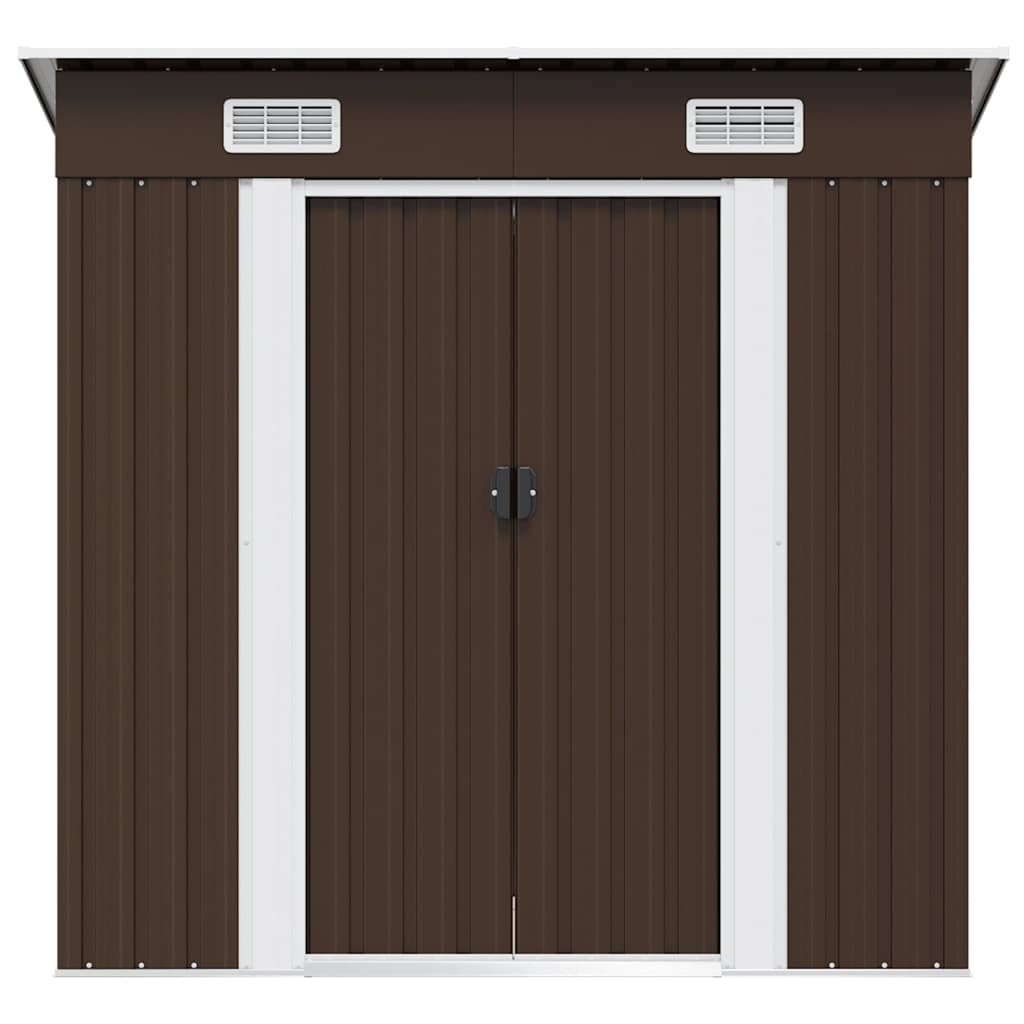 vidaXL Garden Shed | Brown | Galvanised Steel | 194x121x181 cm