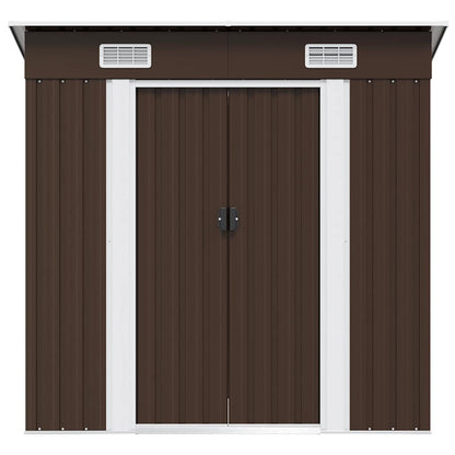 vidaXL Garden Shed | Brown | Galvanised Steel | 194x121x181 cm