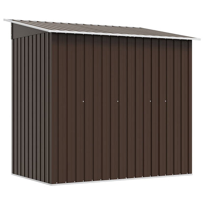 vidaXL Garden Shed | Brown | Galvanised Steel | 194x121x181 cm