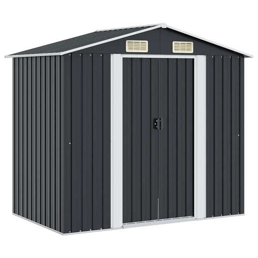 47028 vidaXL Garden Storage Shed Anthracite Steel 204x132x186 cm