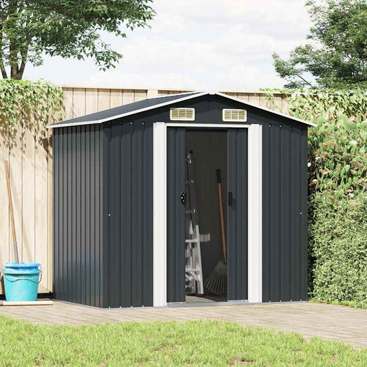47028 vidaXL Garden Storage Shed Anthracite Steel 204x132x186 cm