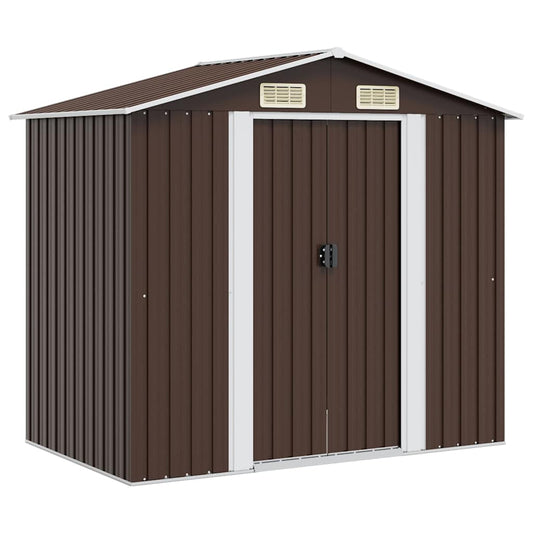 47029 vidaXL Garden Storage Shed Brown 204x132x186 cm Steel