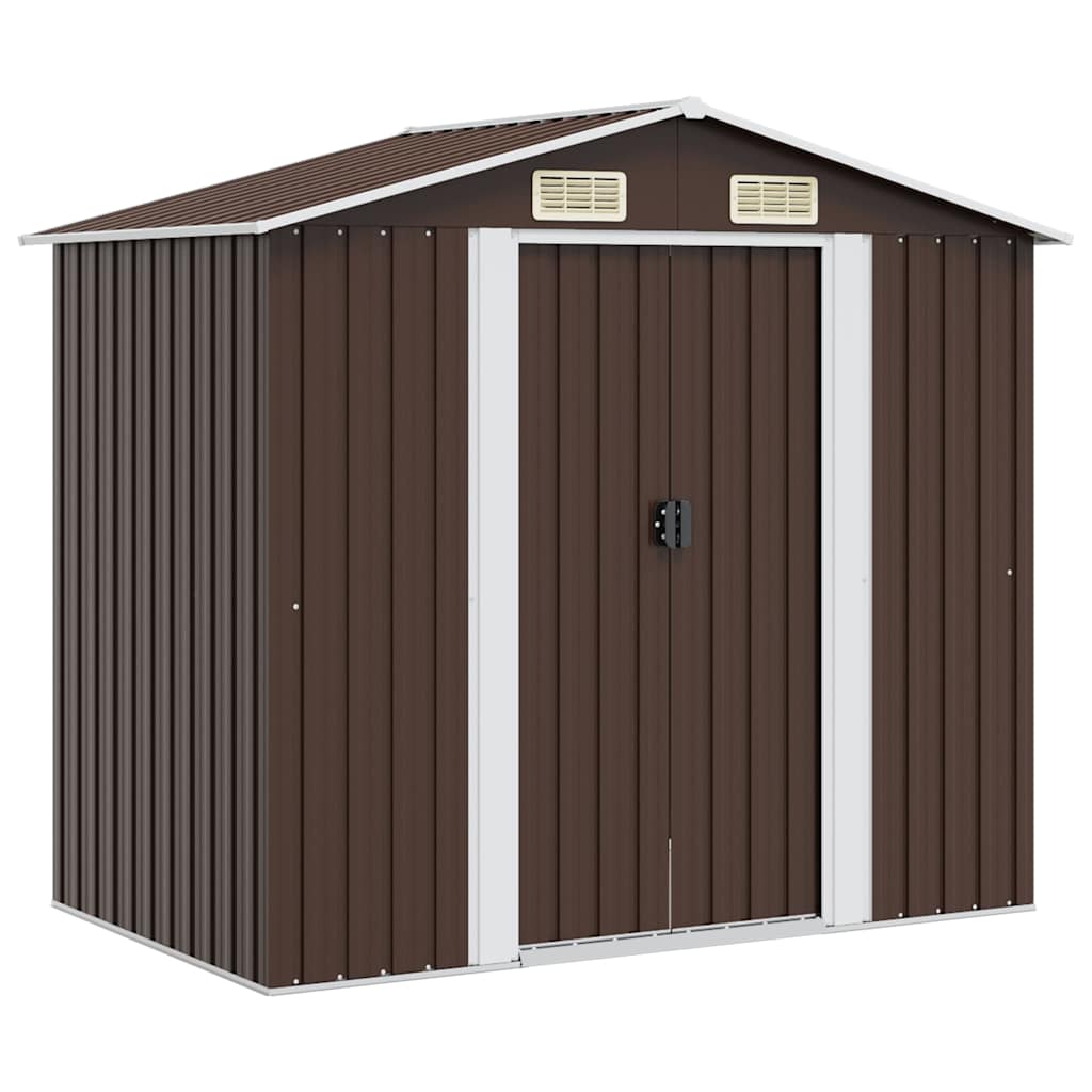 vidaXL Garden Shed | Brown | Galvanised Steel | Large | Durable | Garden Shed