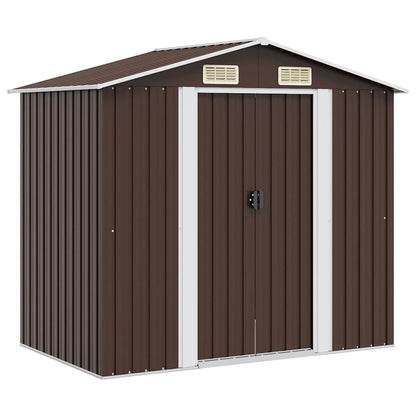 vidaXL Garden Shed | Brown | Galvanised Steel | Large | Durable | Garden Shed