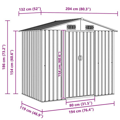 vidaXL Garden Shed | Brown | Galvanised Steel | Large | Durable | Garden Shed