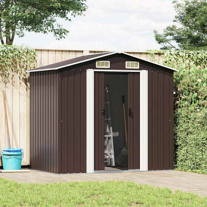 vidaXL Garden Shed | Brown | Galvanised Steel | Large | Durable | Garden Shed