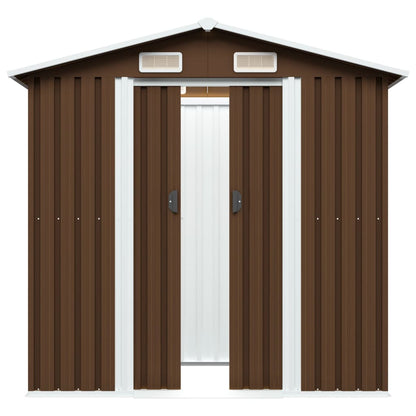 vidaXL Garden Storage Shed Brown 204x132x186 cm Steel