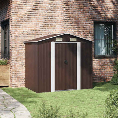 vidaXL Garden Shed | Brown | Galvanised Steel | Large | Durable | Garden Shed