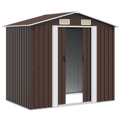 vidaXL Garden Shed | Brown | Galvanised Steel | Large | Durable | Garden Shed