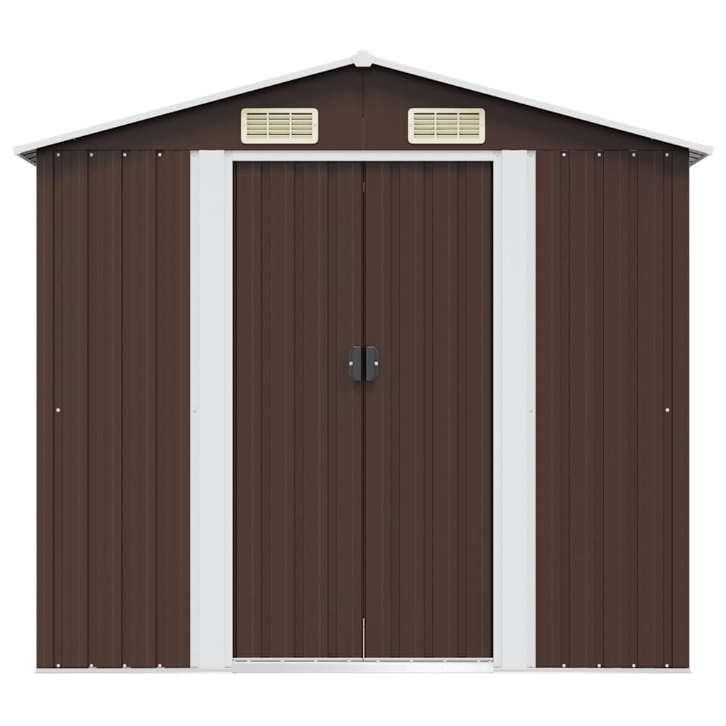vidaXL Garden Shed | Brown | Galvanised Steel | Large | Durable | Garden Shed