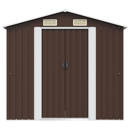 vidaXL Garden Shed | Brown | Galvanised Steel | Large | Durable | Garden Shed