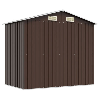 vidaXL Garden Shed | Brown | Galvanised Steel | Large | Durable | Garden Shed