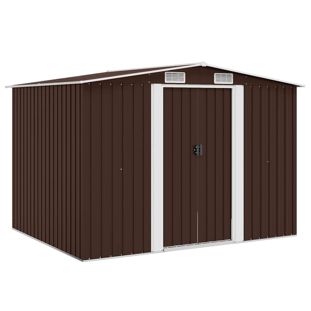 vidaXL Garden Shed | Brown | Galvanised steel | Large | Garden Shed