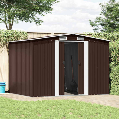 47031 vidaXL Garden Storage Shed Brown 257x205x178 cm Steel