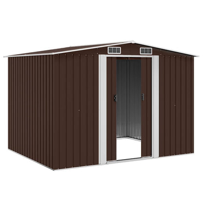 vidaXL Garden Shed | Brown | Galvanised steel | Large | Garden Shed