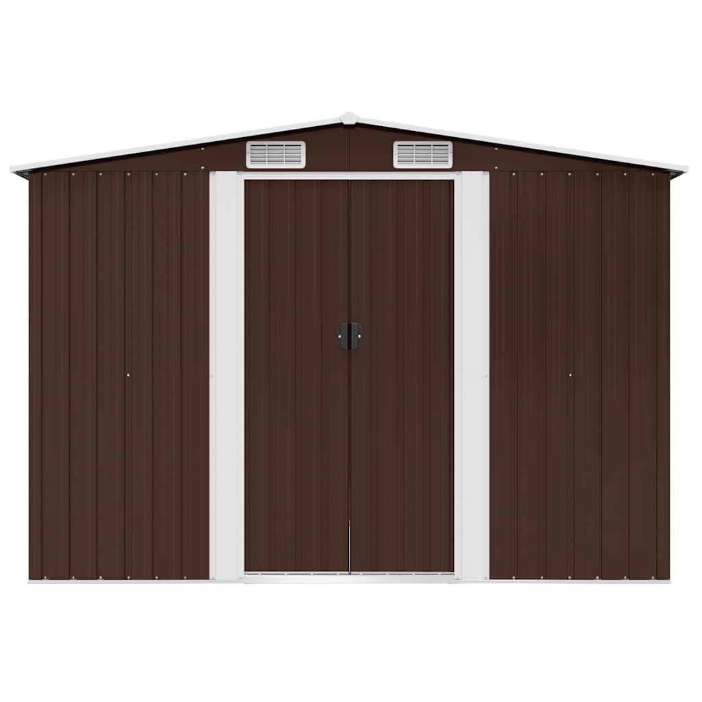 vidaXL Garden Shed | Brown | Galvanised steel | Large | Garden Shed