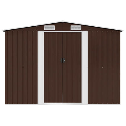 vidaXL Garden Shed | Brown | Galvanised steel | Large | Garden Shed