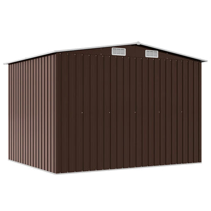 vidaXL Garden Shed | Brown | Galvanised steel | Large | Garden Shed