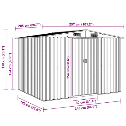 47031 vidaXL Garden Storage Shed Brown 257x205x178 cm Steel