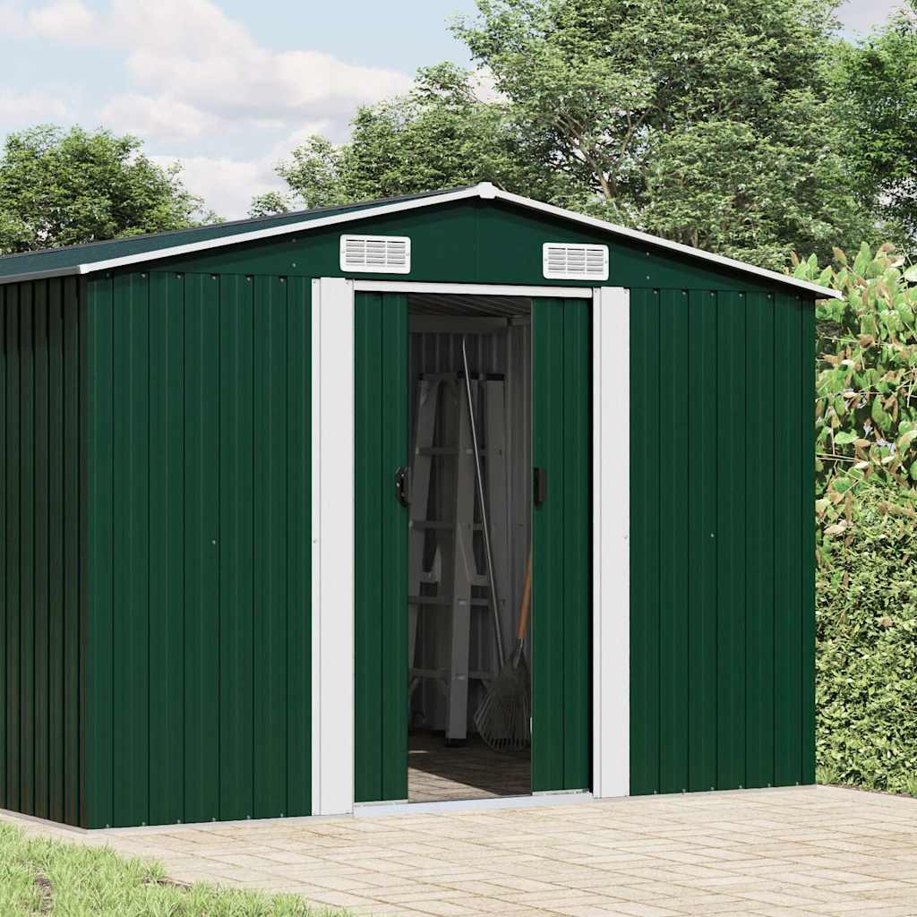 47032 vidaXL Garden Shed Green 257x779x181 cm Galvanised steel