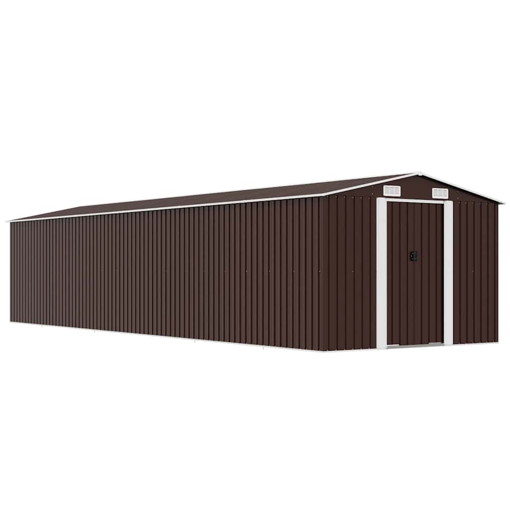 47035 vidaXL Garden Shed Brown 257x779x181 cm Galvanised steel