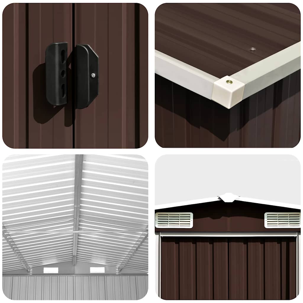 47035 vidaXL Garden Shed Brown 257x779x181 cm Galvanised steel