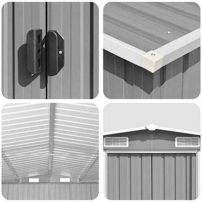 47037 vidaXL Garden Shed Grey 257x990x181 cm Galvanised steel