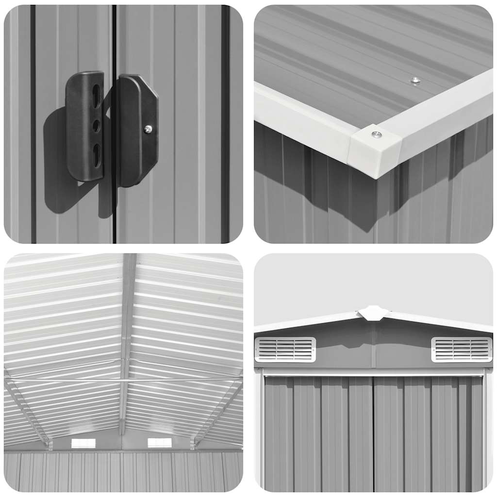 vidaXL Garden Shed | Grey | Galvanised steel | Large | Garden Shed | Rectangular