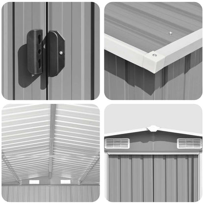 vidaXL Garden Shed | Grey | Galvanised steel | Large | Garden Shed | Rectangular