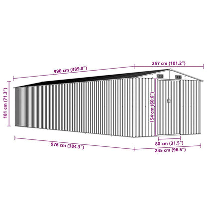vidaXL Garden Shed | Grey | Galvanised steel | Large | Garden Shed | Rectangular