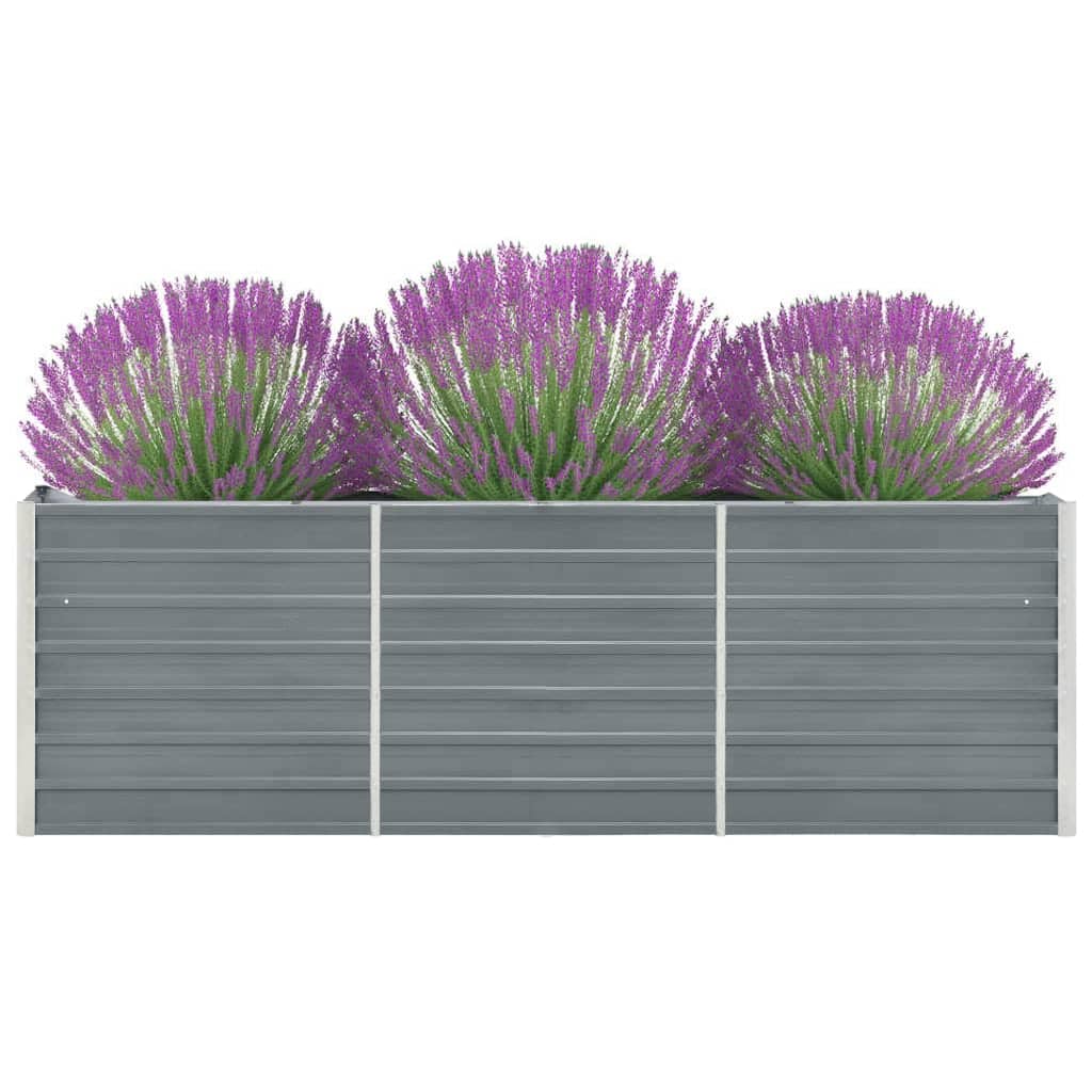 47040 vidaXL Garden Raised Bed Galvanised Steel 240x40x77 cm Grey