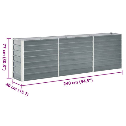 vidaXL Garden Raised Bed Galvanised Steel 240x40x77 cm Grey