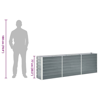 47040 vidaXL Garden Raised Bed Galvanised Steel 240x40x77 cm Grey