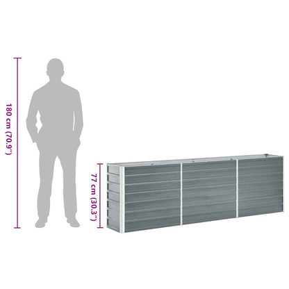 vidaXL Garden Raised Bed Galvanised Steel 240x40x77 cm Grey