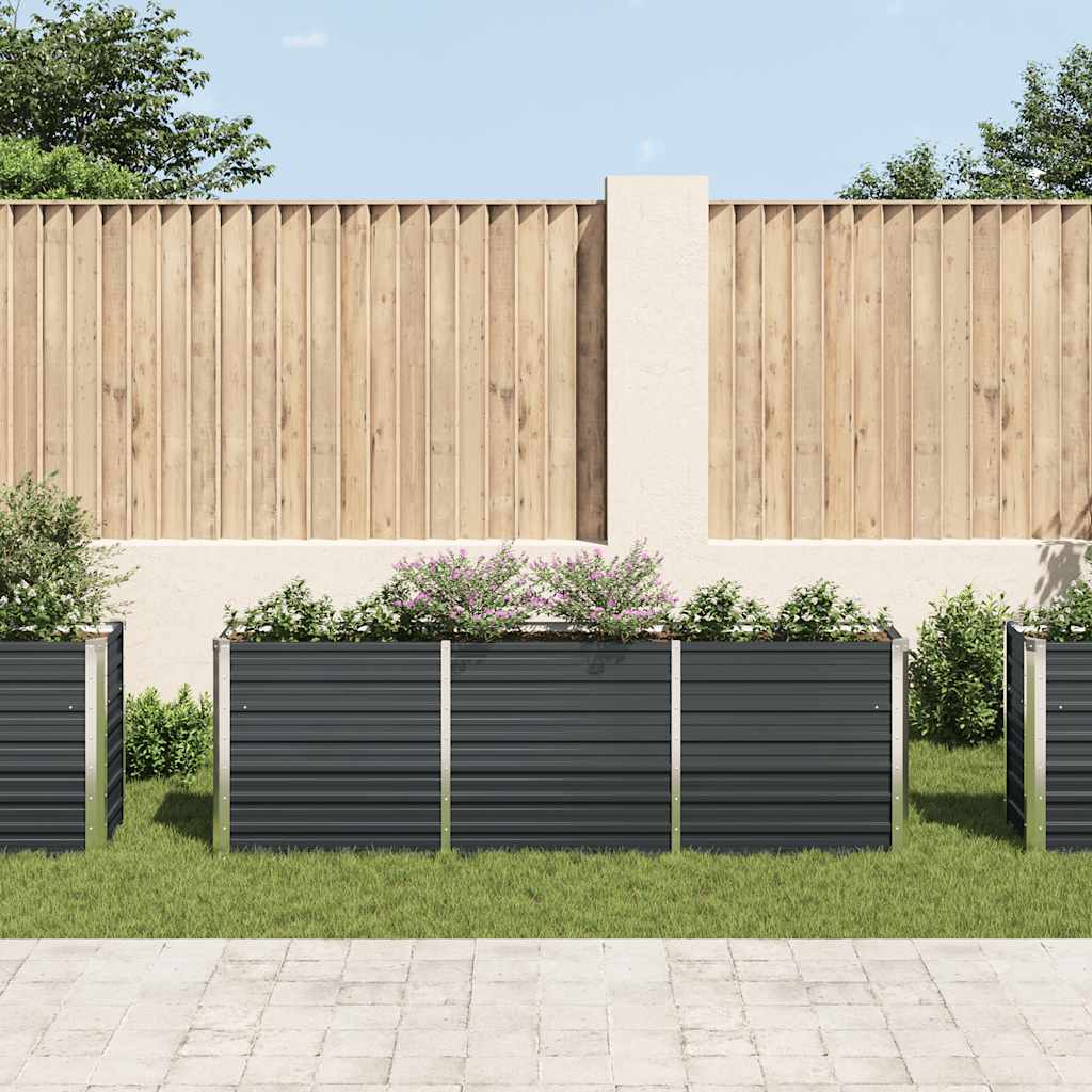 vidaXL Garden Raised Bed Galvanised Steel 240x40x77 cm Anthracite