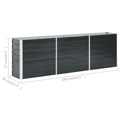 vidaXL Garden Raised Bed Galvanised Steel 240x40x77 cm Anthracite