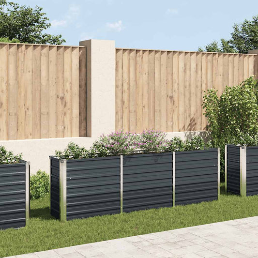 vidaXL Garden Raised Bed Galvanised Steel 240x40x77 cm Anthracite