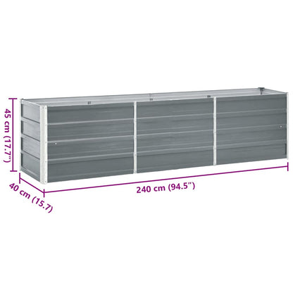 vidaXL Garden Raised Bed Galvanised Steel 240x40x45 cm Grey