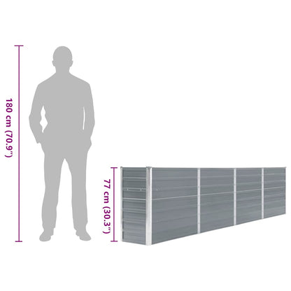 vidaXL Raised Garden Bed 320x40x77 cm Galvanised Steel Grey