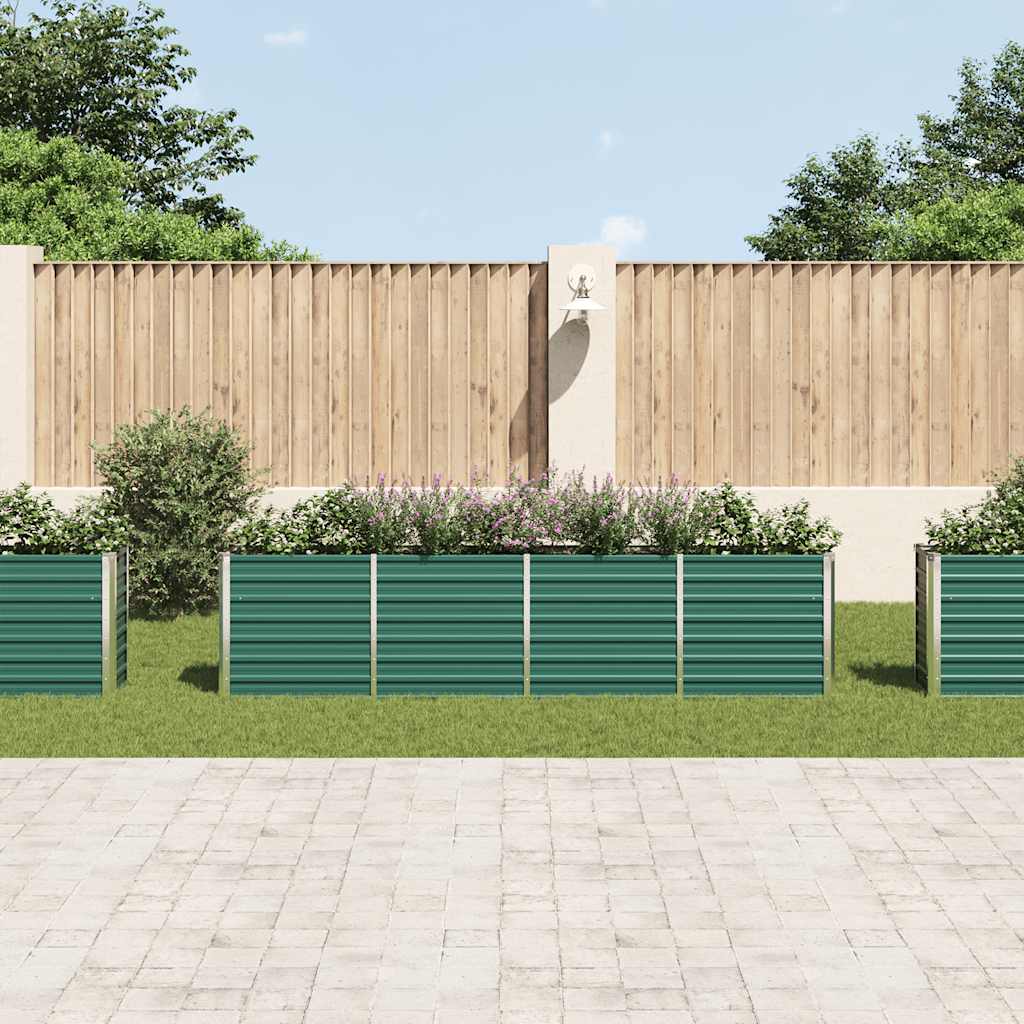 vidaXL Raised Garden Bed 320x40x77 cm Galvanised Steel Green