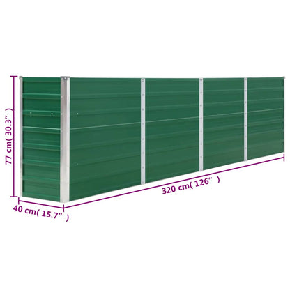 vidaXL Raised Garden Bed 320x40x77 cm Galvanised Steel Green