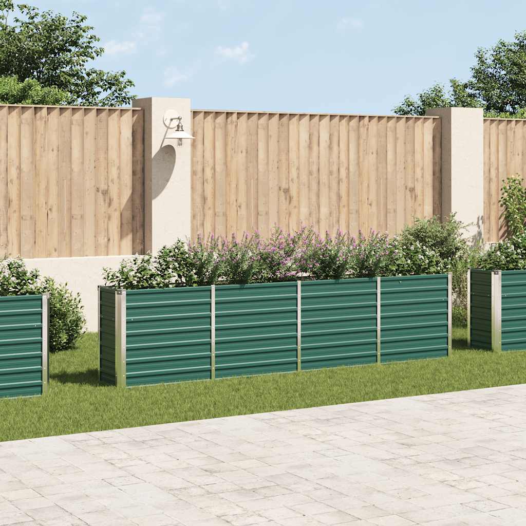 vidaXL Raised Garden Bed 320x40x77 cm Galvanised Steel Green