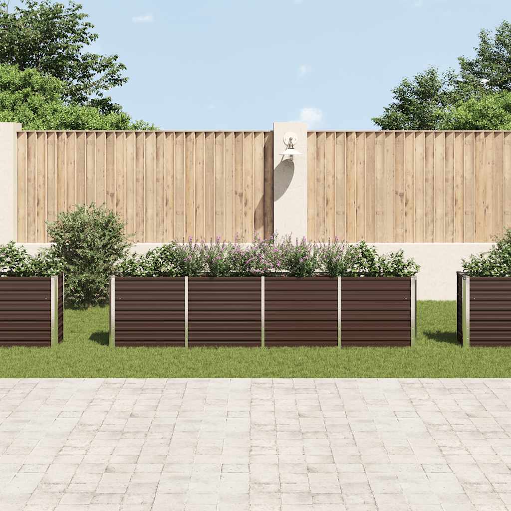 vidaXL Raised Garden Bed 320x40x77 cm Galvanised Steel Brown
