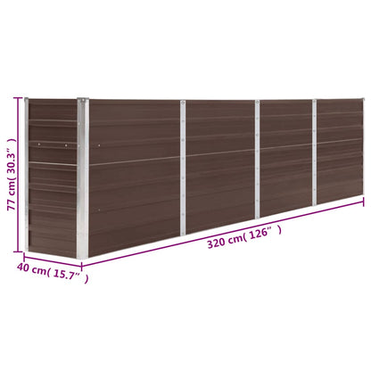 vidaXL Raised Garden Bed 320x40x77 cm Galvanised Steel Brown